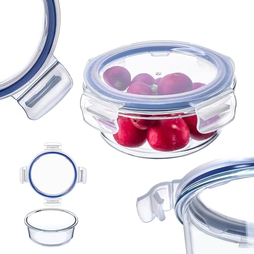 KADAX Glasbehälter mit Deckel, Lebensmittelbehälter, Spülmaschinenfester Lebensmittelbehälter, Verschließbare Frischhaltedose, Aufbewahrungsbehälter (Rund 400ml) von KADAX