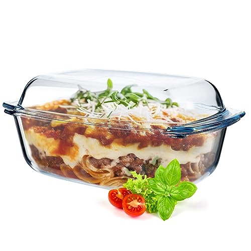 KADAX Glasbräter, Auflaufform mit Deckel aus hitzebeständigem Glas, feuerfestes Gefäß für Lasagne, Gemüseeintopf, Glasbräter zum Braten im Backofen (Rechteckig - 5.8L) von KADAX