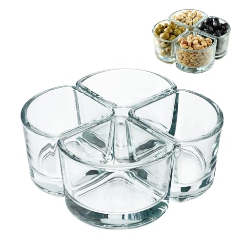 KADAX Glasschälchen, Snackschalen aus Transparentem Glas, Dipschalen aus hochqualitativem Glas, Servierschalen für Nüsse, Eis, Dips, Desserts und Oliven (4 x 120ml, Viertelkreis) von KADAX