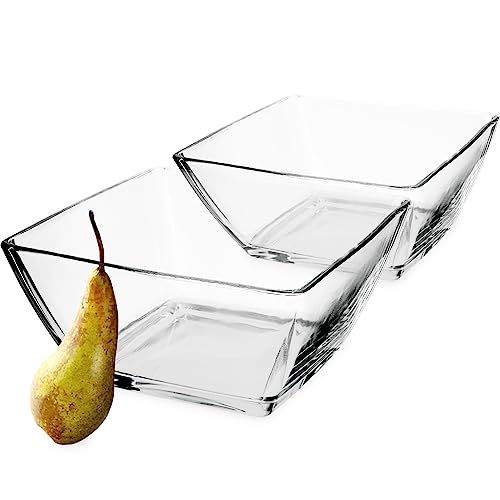 KADAX Glasschüssel, 18,8x13,1x8,9cm Obstschale aus robustem Glas, klassische Salatschüssel, Spülmaschinenfeste Glasschale, transparente Snackschale für Obst (Transparent / 2 Stück) von KADAX