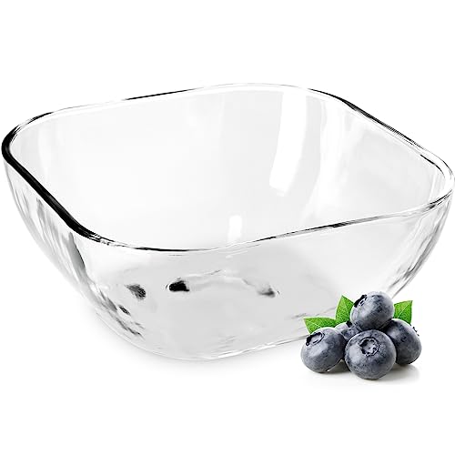 KADAX Glasschüssel, eckige Obstschale aus robustem Glas, Salatschüssel in 3 verschiedenen Größen, Spülmaschinenfeste Glasschale, transparente Snackschale für Obst (13.5cm, 2, stück) von KADAX