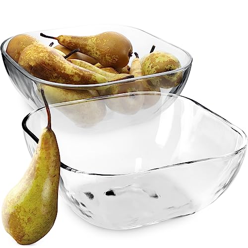 KADAX Glasschüssel, eckige Obstschale aus robustem Glas, Salatschüssel in 3 verschiedenen Größen, Spülmaschinenfeste Glasschale, transparente Snackschale für Obst (20cm, 1, stück) von KADAX