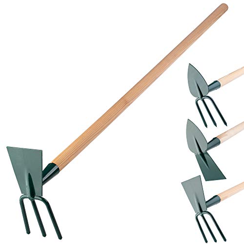 KADAX Hacke, Gartenhacke, Doppelhacke für Garten, zum lüften lockern und jäten des Bodens, Gartenzubehör aus Metall, Unkrauthacke zum entfernen von Unkraut (groß, 3 Zinken - Rechteck, mit Holzstiel) KADAX Hacke, Gartenhacke, Doppelhacke für Garten, zum lüften lockern und jäten des Bodens, Gartenzubehör aus Metall, Unkrauthacke zum entfernen von Unkraut (groß, 3 Zinken - Rechteck, mit Holzstiel) von KADAX