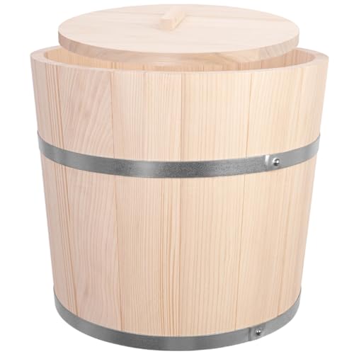 KADAX Holzfass 5L, Sauerkrauttopf aus Holz, Gärtopf zur Fermentation von Gemüse wie Sauerkraut, Gurken oder Kimchi, Sauerkrautfass, Gurkentopf, Gurkenfass von KADAX