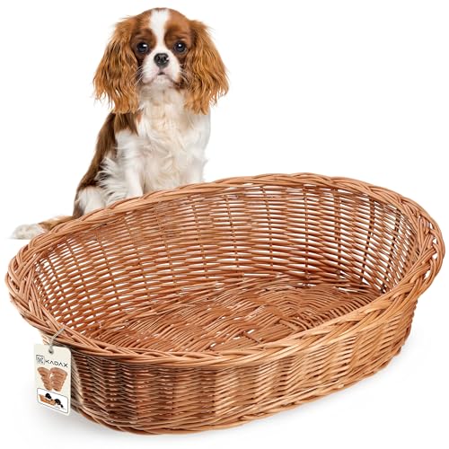 KADAX Hunde und Katzenliege aus Weide, Haustierbett in Naturfarbe, Hundebett, Katzenkorb, Liegestuhl für Tiere, Tierbett, Hundeschlafplatz. Ruhekorb (13x58x45cm) von KADAX