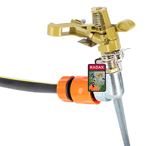 KADAX Impuls-Sprenger aus Kunststoff ABS, Bewässerung, Sprinkler, Impulsregner mit 360 Grad Regulierung, Sprenger für Garten, Rasensprenger (Gold) von KADAX
