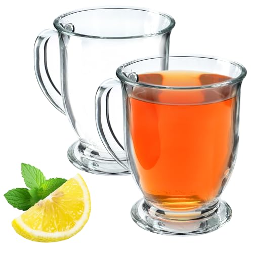 KADAX Kaffeegläser Set, 460ml, Teegläser aus Glas, Glühweingläser, Trinkgläser für Tee, Kaffee, Irish Coffee, Kaffeetassen mit Henkel, Cappuccino Gläser, Dessertgläser von KADAX
