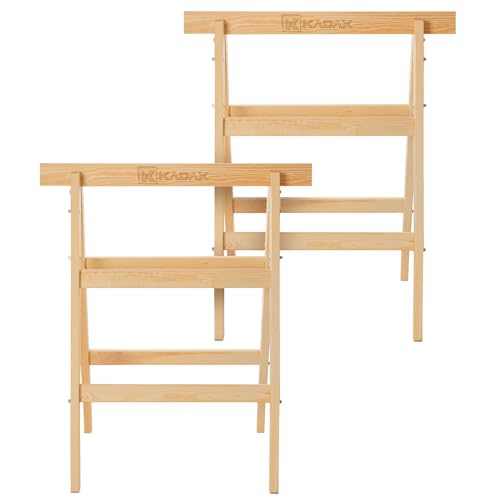 KADAX Klappbarer Arbeitsbock aus hochwertigem Holz, Klappbock mit Einer Tragkraft von 150 kg, Montagebock für Werkstatt und Bauprojekte, Gerüstbock (2 Stück) von KADAX