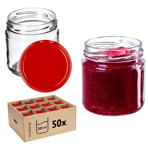 KADAX Einmachgläser 200 ml 50er Set, Dessertgläser fi66 – Marmeladengläser mit Twist-Off Deckel, Luftdicht & Spülmaschinenfest, Dickwandiges Glas von KADAX