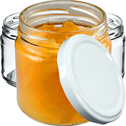 KADAX Kleine Einmachgläser 200 ml, Marmeladengläser, fi66 mm, Minigläser für Honig und Gewürze, Luftdichte Gläschen, Einweckglas, Gläser, Einweckgläser, Rundgläser (50 Stück, Weiß) von KADAX