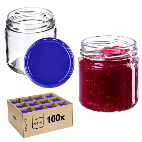 KADAX Einmachgläser 200 ml 100er Set, Dessertgläser fi66 – Marmeladengläser mit Twist-Off Deckel, Luftdicht & Spülmaschinenfest, Dickwandiges Glas von KADAX
