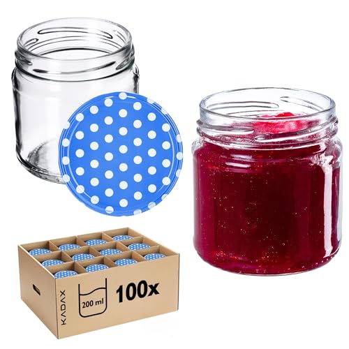 KADAX Einmachgläser 200 ml 100er Set, Dessertgläser fi66 – Marmeladengläser mit Twist-Off Deckel, Luftdicht & Spülmaschinenfest, Dickwandiges Glas von KADAX