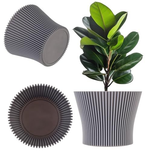 KADAX Kleiner Blumentopf aus Kunststoff, Pflanztopf für Sukkulenten und Kräuter, Moderner Übertopf für Innen- und Außenbereich (Grau, 11.5 cm) von KADAX