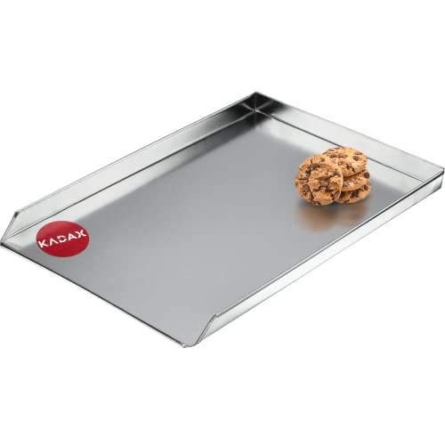 KADAX Kuchenblech aus Zinkblech, Backblech in zwei Größen, Pizzablech rechteckig für Backofen, Ofenblech, Backofenblech, Gebäckblech, Teigblech (40,5 x 27 cm, Silber) von KADAX