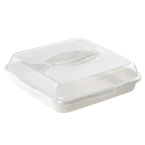 KADAX Kuchenbox mit Deckel, Kuchenbehälter aus Kunststoff, Transport-Box mit Griff, Kastenform, für Blechkuchen Muffins, rechteckig, Lebensmittelbox (Weiß) von KADAX