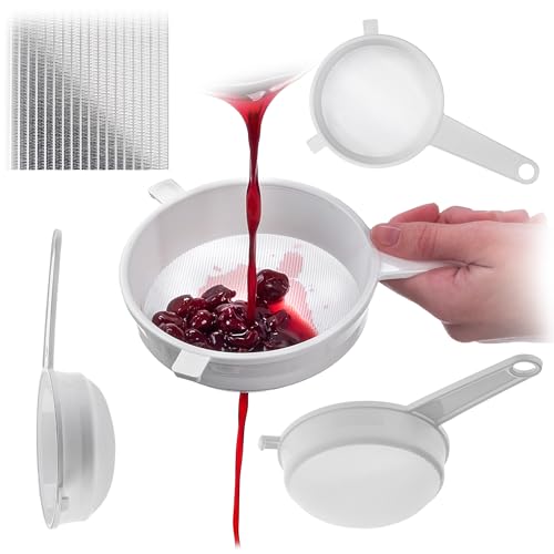 KADAX Küchensieb 12 cm, Feinsieb aus Kunststoff, Feinmaschiges Sieb aus Plastik, Kunststoffsieb für die Küche, Fein Plastiksieb mit lange Griff (Weiß) von KADAX