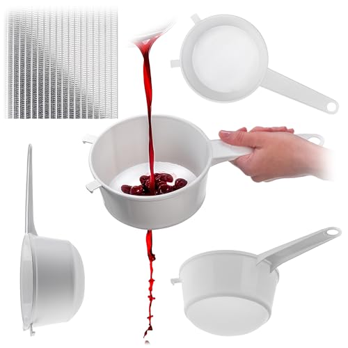 KADAX Küchensieb 15 cm, Feinsieb aus Kunststoff, Feinmaschiges Sieb aus Plastik, Kunststoffsieb für die Küche, Fein Plastiksieb mit lange Griff (Weiß) von KADAX