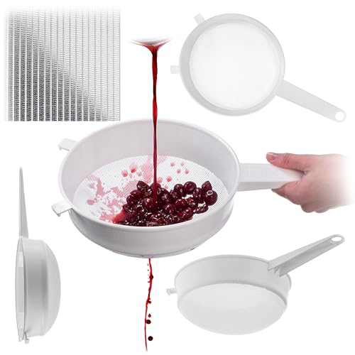 KADAX Küchensieb 20 cm, Feinsieb aus Kunststoff, Feinmaschiges Sieb aus Plastik, Kunststoffsieb für die Küche, Fein Plastiksieb mit lange Griff (Weiß) von KADAX