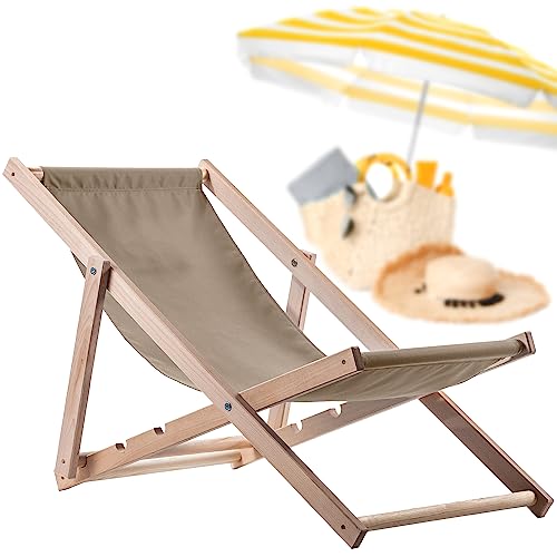 KADAX Liegestuhl, Strandstuhl aus Holz, Sonnenliege bis 120kg, Liege aus Buchenholz, Holzklappstühle, Strandliege, Klappliege für Strand, Holz-Liegestuhl (Cappucino) von KADAX