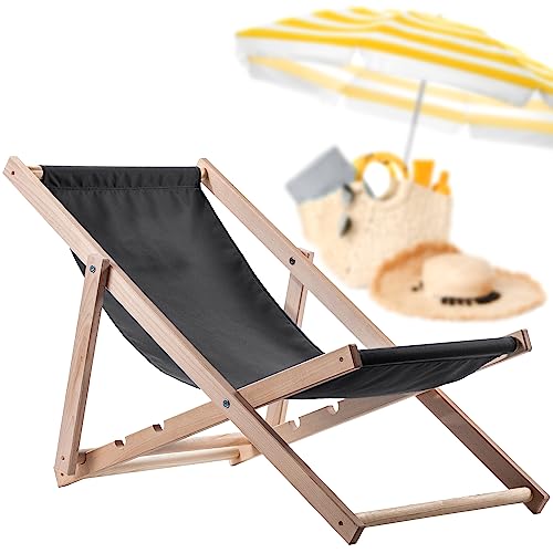 KADAX Liegestuhl, Strandstuhl aus Holz, Sonnenliege bis 120kg, Liege aus Buchenholz, Holzklappstühle, Strandliege, Klappliege für Strand, Holz-Liegestuhl (Graphit) von KADAX