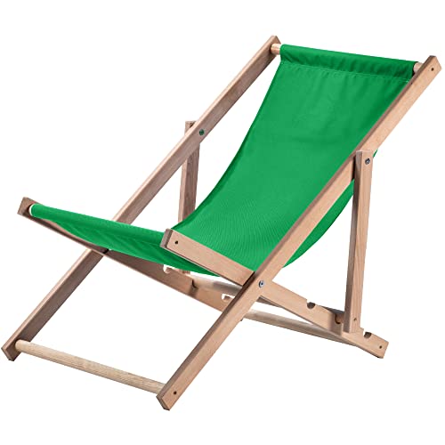 KADAX Liegestuhl, Strandstuhl aus Holz, Sonnenliege bis 120kg, Liege aus Buchenholz, Holzklappstühle, Strandliege, Klappliege für Strand, Holz-Liegestuhl (Grün) von KADAX