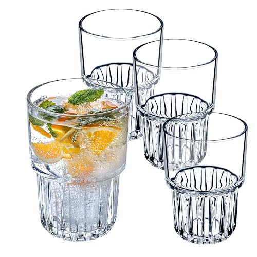 KADAX Longdrinkgläser, Cocktailgläser, Getränkegläser, Trinkgläser, moderne Wassergläser, geriffelte Gläser für Drinks, Universalgläser (Set 4x320 ml) von KADAX