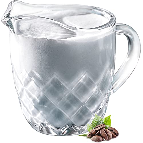 KADAX Milchkännchen aus Glas, Milchkanne mit Griff, Sahnekanne, Krug, Sauciere, kleine Glaskanne für Milch, Sahne, Sauce, Kaffee, einfach zu reinigen, transparent (200 ml, Rauten) von KADAX
