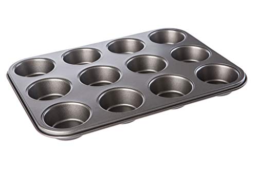 KADAX Muffinform, Backform für 12 Muffins, 35 x 26.5cm, aus Stahl, große Wölbungen, optimale Hitzeverteilung, nicht anbrennbare, flexibel Backblech für süße Backwerk von KADAX