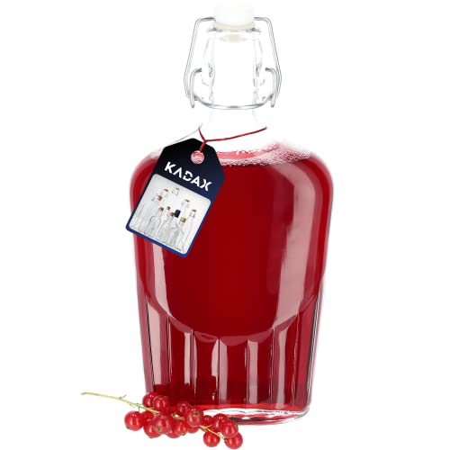 KADAX Obstlikörflasche mit Bügelverschluss, Bügelflasche, vintage Glasflasche, robuste Flasche aus Sodaglas, Bügelverschlussflasche (500ml, 1 Stück) von KADAX
