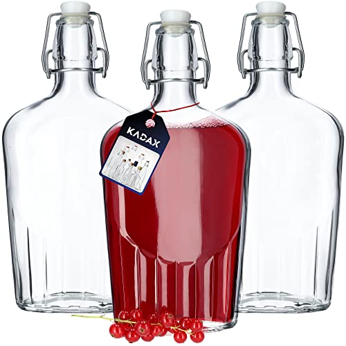 KADAX Obstlikörflasche mit Bügelverschluss, Bügelflasche, vintage Glasflasche, robuste Flasche aus Sodaglas, Bügelverschlussflasche von KADAX