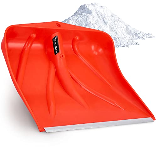 KADAX Orangefarbene Schneeschaufel, Schneeschaufel ohne Stiel, Schneeschieber, Schneeräumer mit Alukante, Kunststoffschneeschaufel, Schneeschippe (1, Breite: 46,5 cm) von KADAX