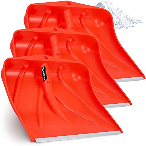 KADAX Orangefarbene Schneeschaufel, Schneeschaufel ohne Stiel, Schneeschieber, Schneeräumer mit Alukante, Kunststoffschneeschaufel, Schneeschippe (3, Breite: 46,5 cm) von KADAX