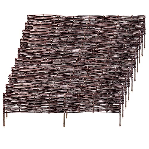 KADAX Palisade aus Weide, natürlicher Weidenzaun, handgemachter Weidenflechtzaun, Gartenzaun für Wegabgrenzung und Beete, Zaun Rasenkante (10 Stück 120x40cm) von KADAX