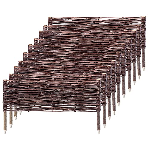 KADAX Palisade aus Weide, natürlicher Weidenzaun, handgemachter Weidenflechtzaun, Gartenzaun für Wegabgrenzung und Beete, Zaun Rasenkante (10 Stück 60x20cm) von KADAX