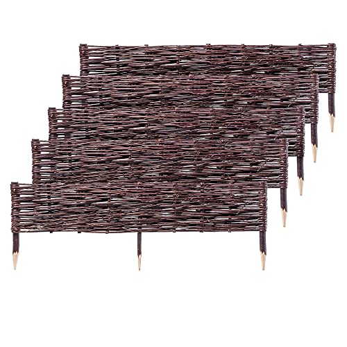 KADAX Palisade aus Weide, natürlicher Weidenzaun, handgemachter Weidenflechtzaun, Gartenzaun für Wegabgrenzung und Beete, Zaun Rasenkante (5 Stück 100x30cm) von KADAX