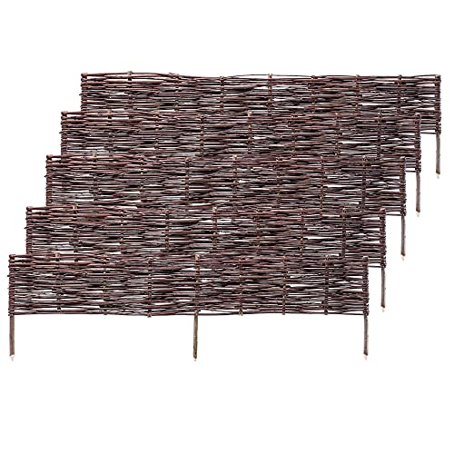 KADAX Palisade aus Weide, natürlicher Weidenzaun, handgemachter Weidenflechtzaun, Gartenzaun für Wegabgrenzung und Beete, Zaun Rasenkante (5 Stück 120x20cm) von KADAX