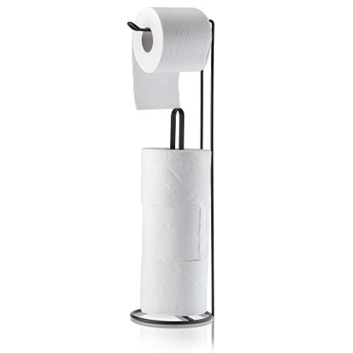 KADAX Papierrollenhalter, Toilettenpapierhalter, 2 in 1, Rollenhalter für Küche, Bad, Toilettenpapier, Küchenrollenhalter aus Stahl pulverbeschichtet, Küchenpapierhalter, stehend (schwarz) von KADAX