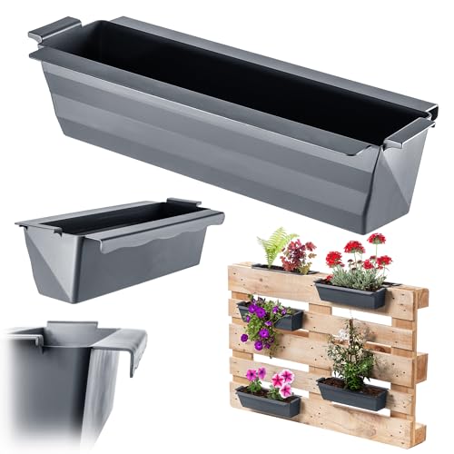 KADAX Paletten Blumenkasten 12er Set Für Europaletten, Pflanzkasten Mit Hängesystem, 37x9 cm Anthrazit, Zum Bepflanzen & Dekorieren, Für Balkonkasten & Blumentopf-Einsatz KADAX Paletten Blumenkasten 12er Set Für Europaletten, Pflanzkasten Mit Hängesystem, 37x9 cm Anthrazit, Zum Bepflanzen & Dekorieren, Für Balkonkasten & Blumentopf-Einsatz von KADAX