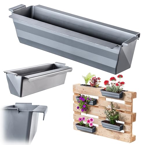 KADAX Pflanzkasten 6er Set für Paletten mit Hängesystem, 37x9 cm Silber, zum Bepflanzen & Dekorieren als Balkonkasten, Blumenkasten für Europalette, Blumentopf-Einsatz & Übertopf in Palettengärten KADAX Pflanzkasten 6er Set für Paletten mit Hängesystem, 37x9 cm Silber, zum Bepflanzen & Dekorieren als Balkonkasten, Blumenkasten für Europalette, Blumentopf-Einsatz & Übertopf in Palettengärten von KADAX