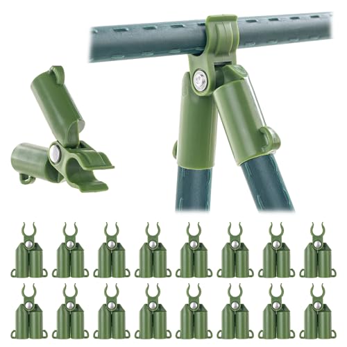 KADAX Pflanzstab-Verbinder aus Kunststoff, Verbinder mit Scharnier für Pflanzstäbe, Gartenzubehör zum Verbinden Rankhilfen, Rankhilfe-Stabhalter (16 mm, 16 Stück) von KADAX