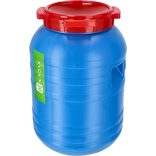 KADAX Plastikfass, 30L Fass aus HDPE-Kunststoff mit Deckel, Deckelfass, Spundfass, multifunktionales Kunststofffass, Universalfass, Wasserfass, Weithalsfass (1 Stück, Blau) von KADAX