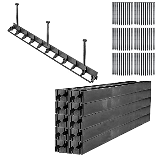 KADAX Rasenkante, 58mm, 20 Stück + 60 Nägel, Beeteinfassung aus Kunststoff, Raseneinfassung mit Click-System, Beetumrandung Set, Mähkante, Pflasterkante (Schwarz, Set G) von KADAX