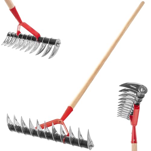 KADAX Rasenlüfter, manueller Vertikutierer für Garten, Rasen, Moos, Gartenzubehör aus Metall, Schneidrechen, Kultivator, Rasenbelüfter, Handvertikutierer (einseitig, mit Stiel) von KADAX