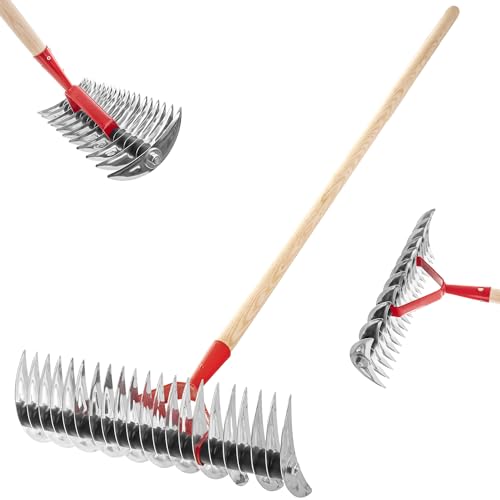 KADAX Rasenlüfter, manueller Vertikutierer für Garten, Rasen, Moos, Gartenzubehör aus Metall, Schneidrechen, Kultivator, Rasenbelüfter, Handvertikutierer (zweiseitig, mit Stiel) von KADAX