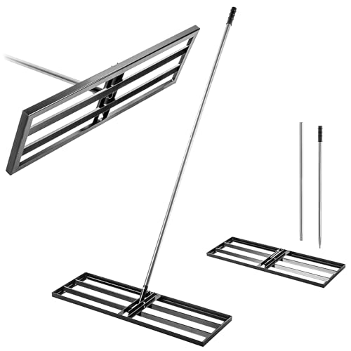 KADAX Rasenrakel 89x29cm mit Stiel, Nivellierrechen für Rasenpflege, Rasenplanierrechen zum Nivellieren von Boden, Rasenplanierer aus Metall, Flächenebner von KADAX