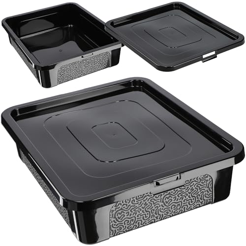 KADAX Rechteckige Aufbewahrungsbox mit Deckel, Aufbewahrungsbehälter, Stapelbehälter, Plastikbox, Kunststoffbox, Platzsparende Aufbewahrungskiste (10L, Schwarz) von KADAX