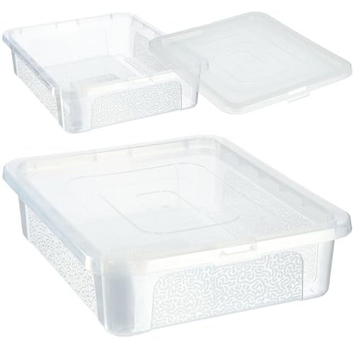 KADAX Rechteckige Aufbewahrungsbox mit Deckel, Aufbewahrungsbehälter, Stapelbehälter, Plastikbox, Kunststoffbox, Platzsparende Aufbewahrungskiste (10L, Transparent) von KADAX