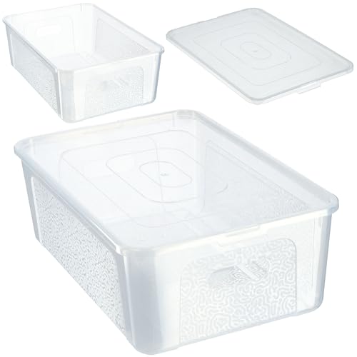 KADAX Rechteckige Aufbewahrungsbox mit Deckel, Aufbewahrungsbehälter, Stapelbehälter, Plastikbox, Kunststoffbox, Platzsparende Aufbewahrungskiste (11L, Transparent) von KADAX