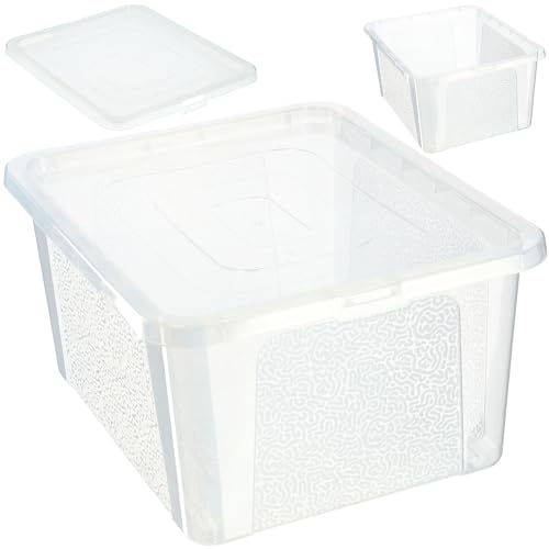 KADAX Rechteckige Aufbewahrungsbox mit Deckel, Aufbewahrungsbehälter, Stapelbehälter, Plastikbox, Kunststoffbox, Platzsparende Aufbewahrungskiste (20L, Transparent) von KADAX