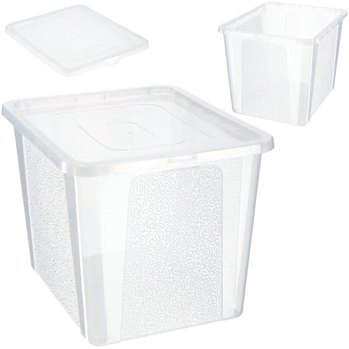 KADAX Rechteckige Aufbewahrungsbox mit Deckel, Aufbewahrungsbehälter, Stapelbehälter, Plastikbox, Kunststoffbox, Platzsparende Aufbewahrungskiste (30L, Transparent) von KADAX